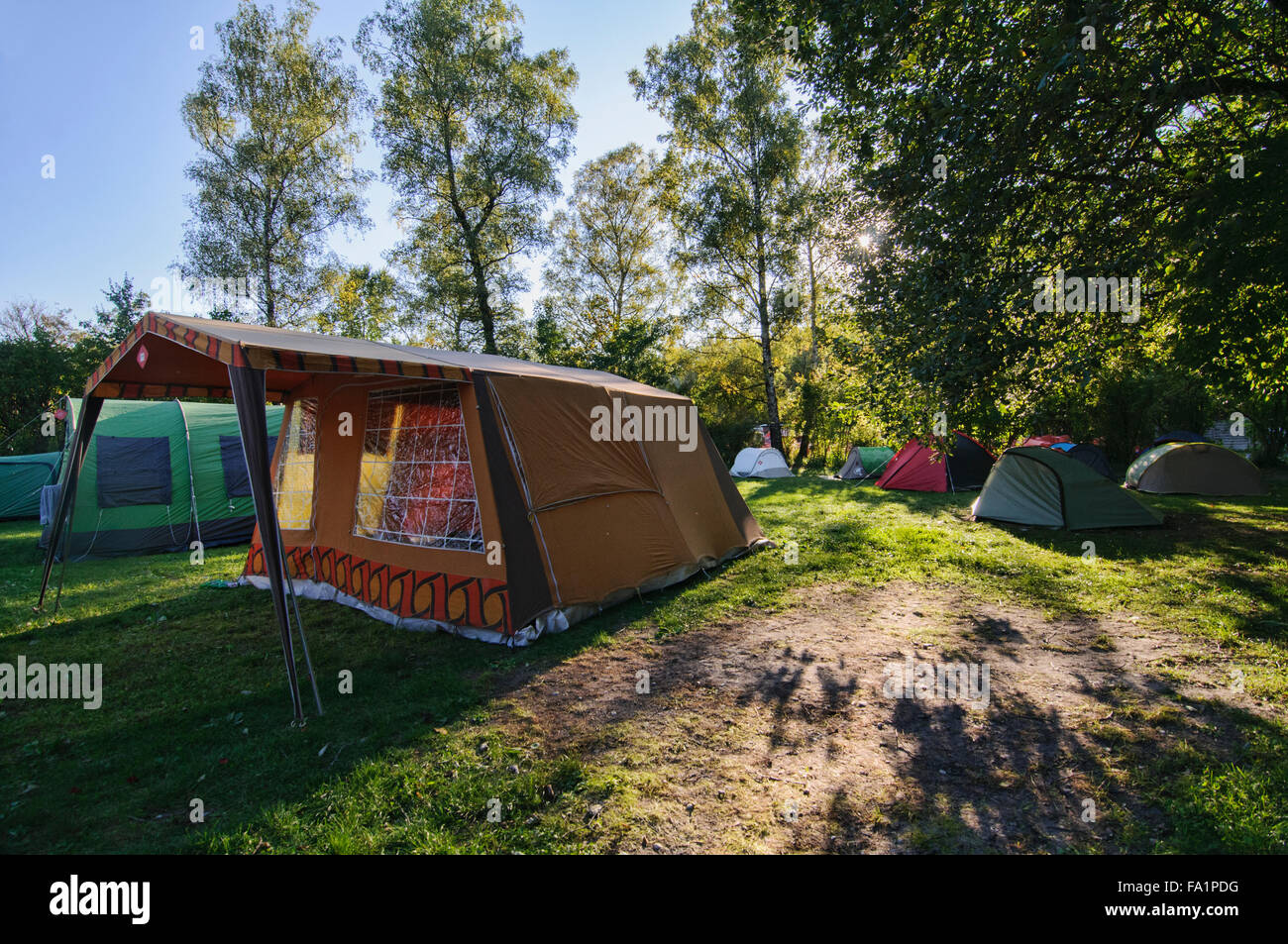 Giant tent in a camping ground during the Oktoberfest in Munich, Germany  Stock Photo - Alamy