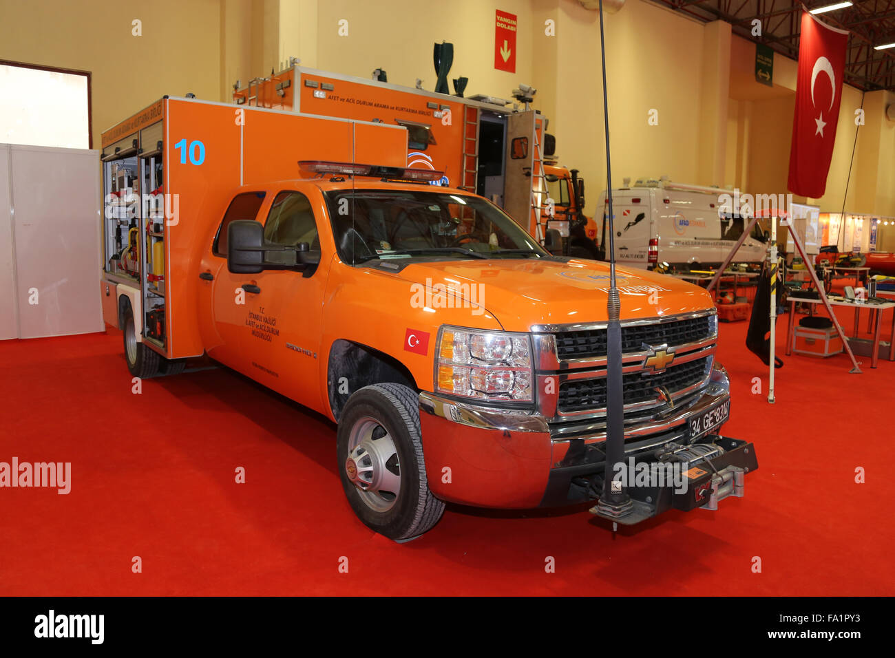 Search and rescue vehicle in ISAF Security fair in Istanbul Fair Center Stock Photo