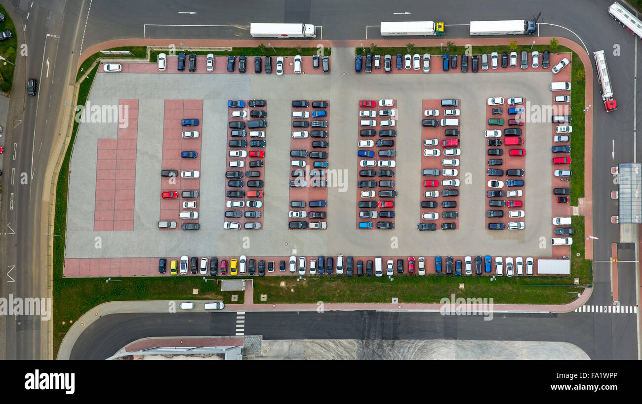 Company parking lot, supplier parking, parking, mileage, parking boxes, Übach-Palenberg, Kreis Heinsberg, North Rhine Westphalia Stock Photo