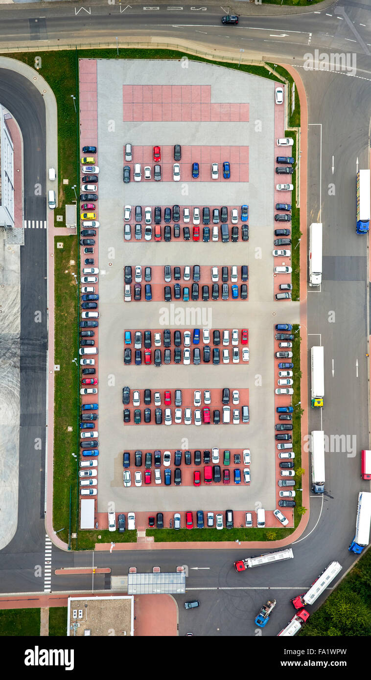 Company parking lot, supplier parking, parking, mileage, parking boxes, Übach-Palenberg, Kreis Heinsberg, North Rhine Westphalia Stock Photo