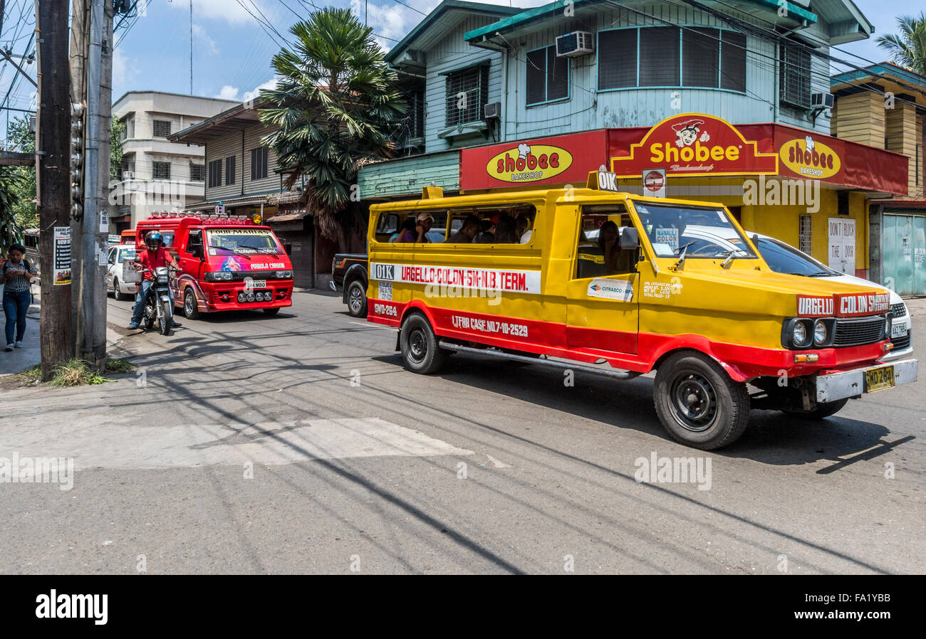 local transport Jeepney bus taking people to various destinations in Cebu Phillippines Stock Photo