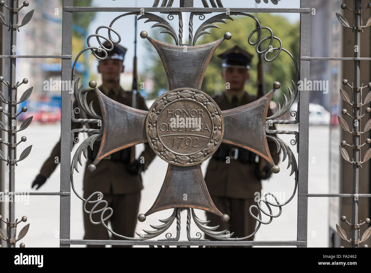WARSAW, POLAND - JULY, 08: The Tomb of the Unknown Soldier at Pilsudski Square, on July 08, 2015. Tomb of the Unknown with etern Stock Photo