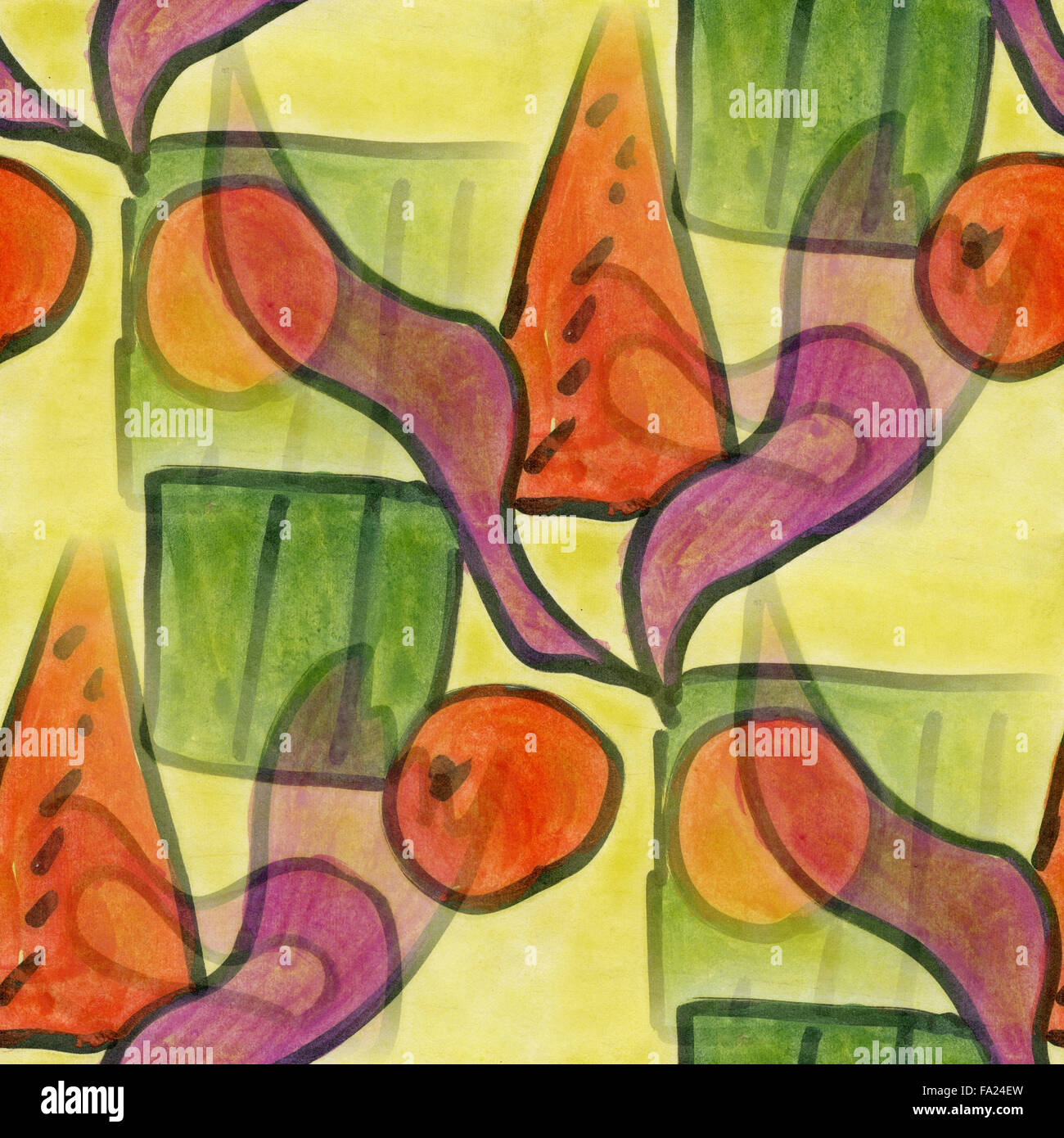 Art Cubism Green Orange Abstract Style Of Picasso Seamless Wallpaper Watercolor Stock Photo Alamy