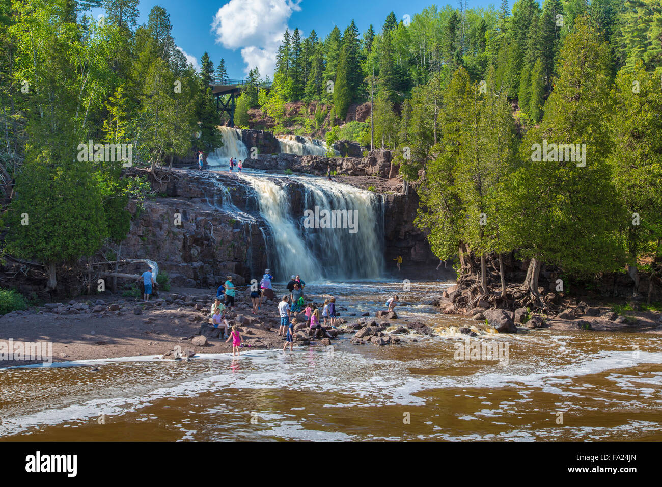 Waterfalls on Gooseberry River in Gooseberry State Park on the north shore of Lake Superior in Minnesota Stock Photo