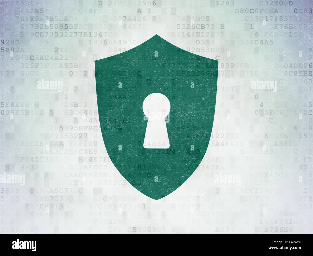 Privacy concept: Shield With Keyhole on Digital Paper background Stock ...