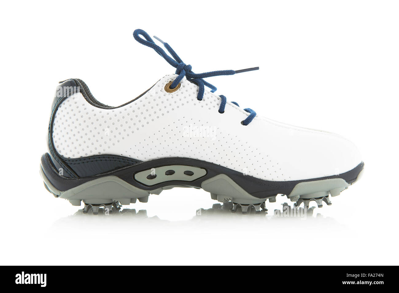 Modern Golf Shoe on a White Background Stock Photo