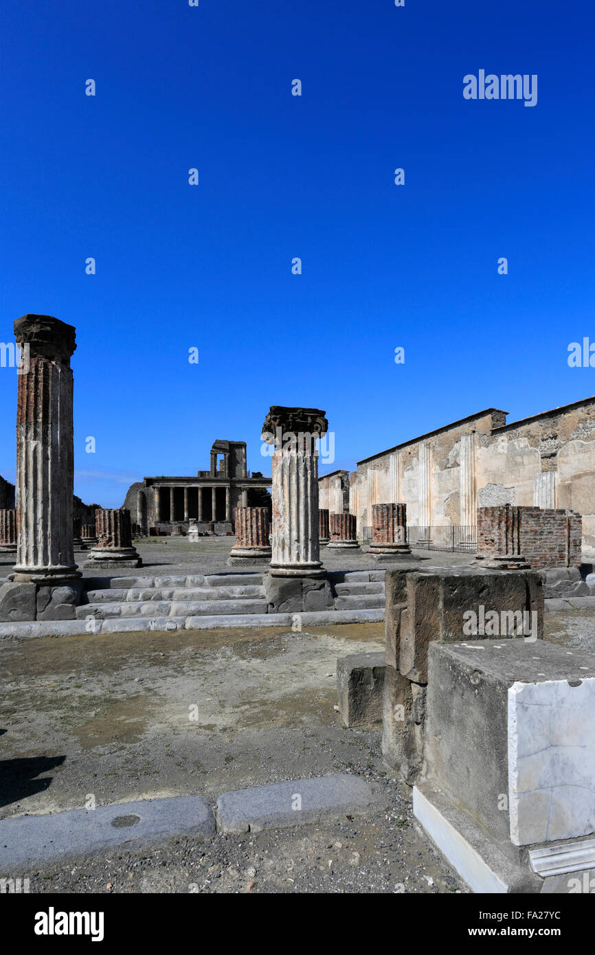 The Basilica area, Forum of Pompeii, the Roman city buried in lava near
