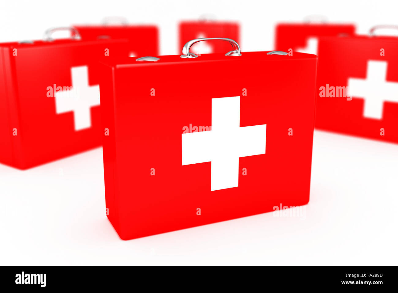 Group of first aid kits. Very shallow DOF Stock Photo Alamy