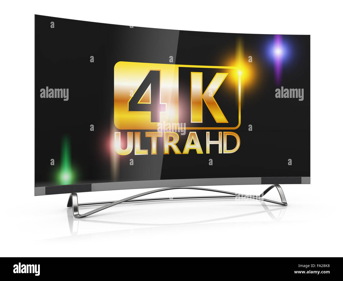 modern TV with 4K Ultra HD inscription on the screen Stock Photo