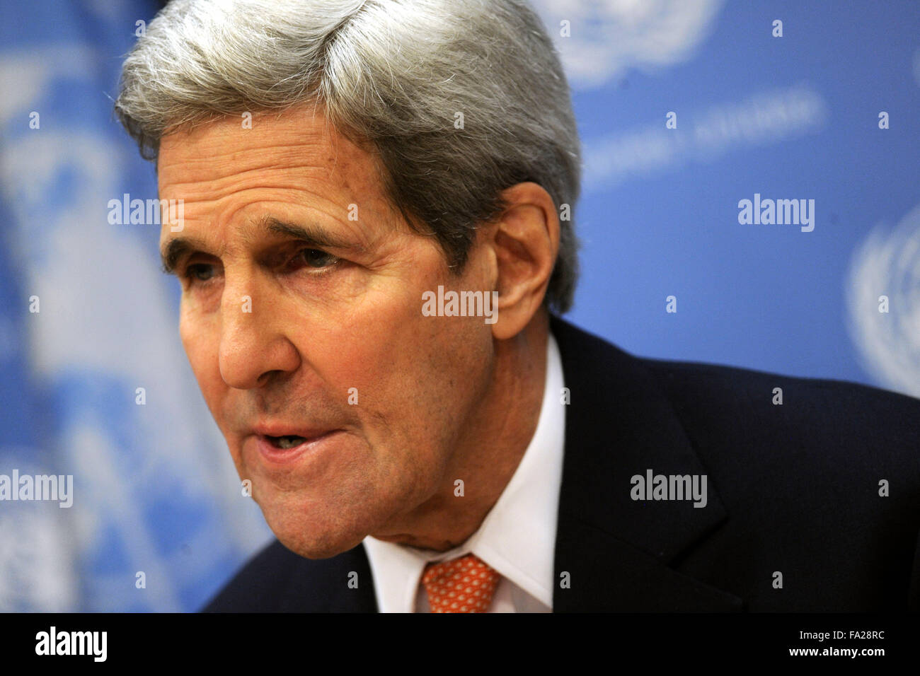 Secretary of State John Kerry addresses the press. Following the