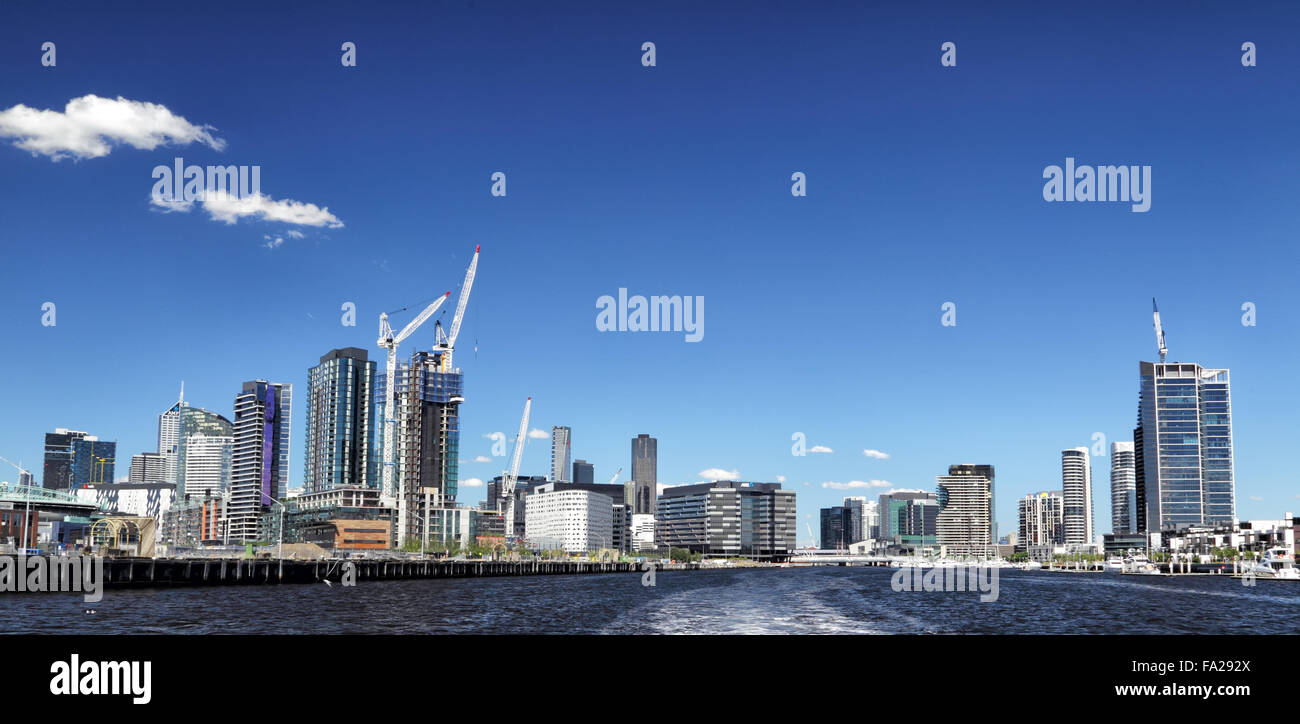 View from the Yarra River on Melbourne, Victoria, Australia, on a sunny summer day. Stock Photo