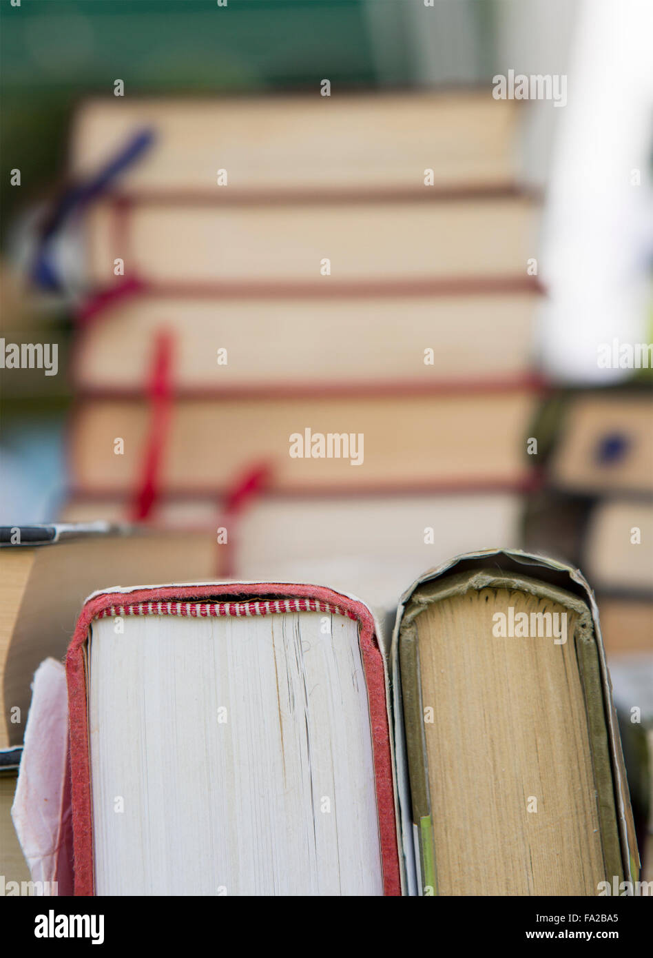 Stack of old Worn Books Stock Photo