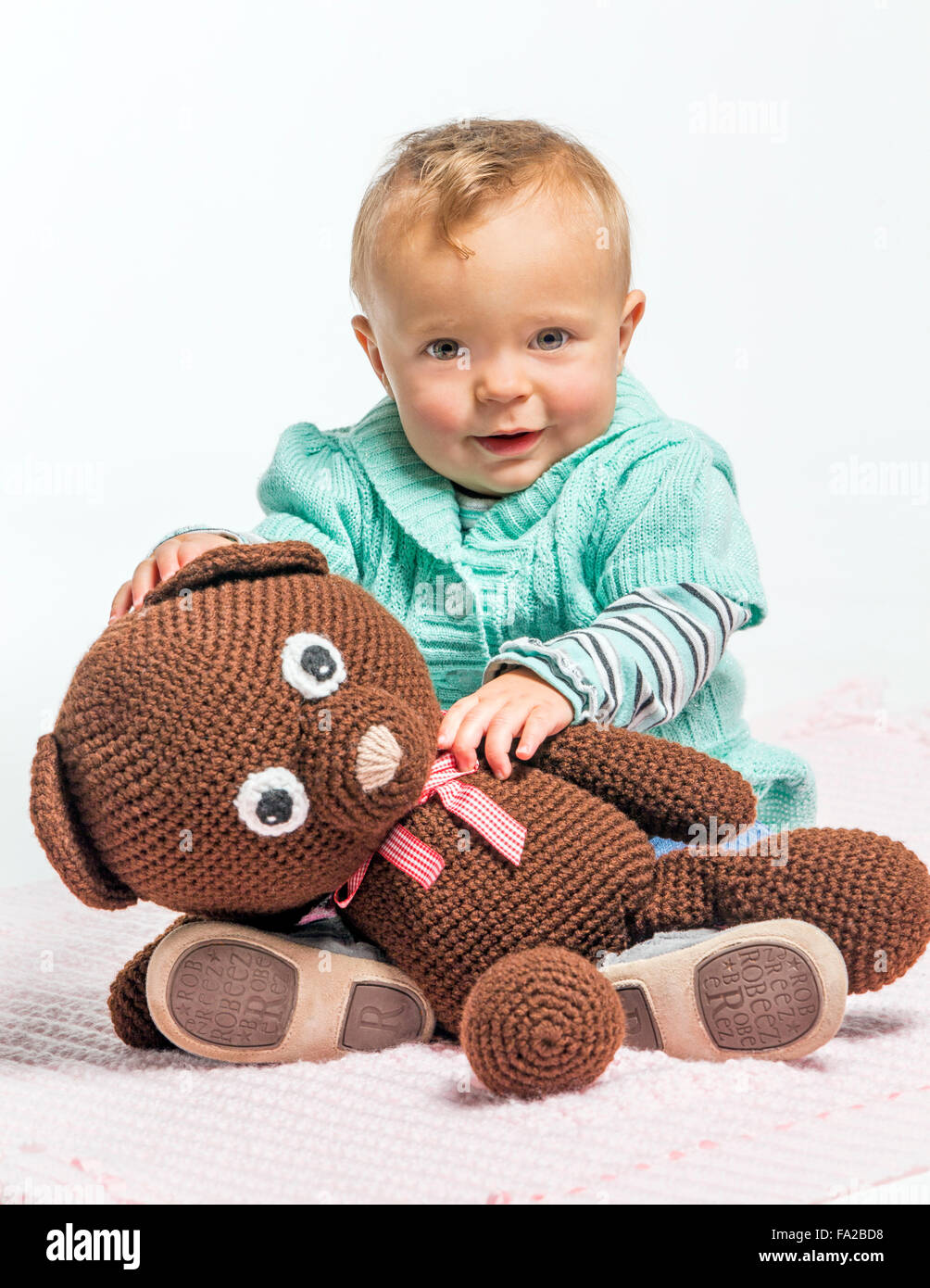 Studio photograph of cute one year old baby girl Stock Photo