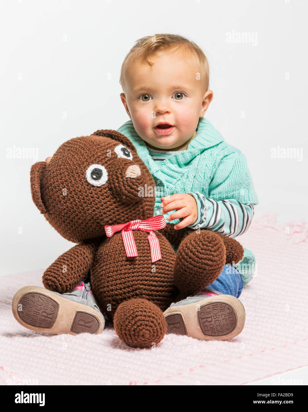 Studio photograph of cute one year old baby girl Stock Photo