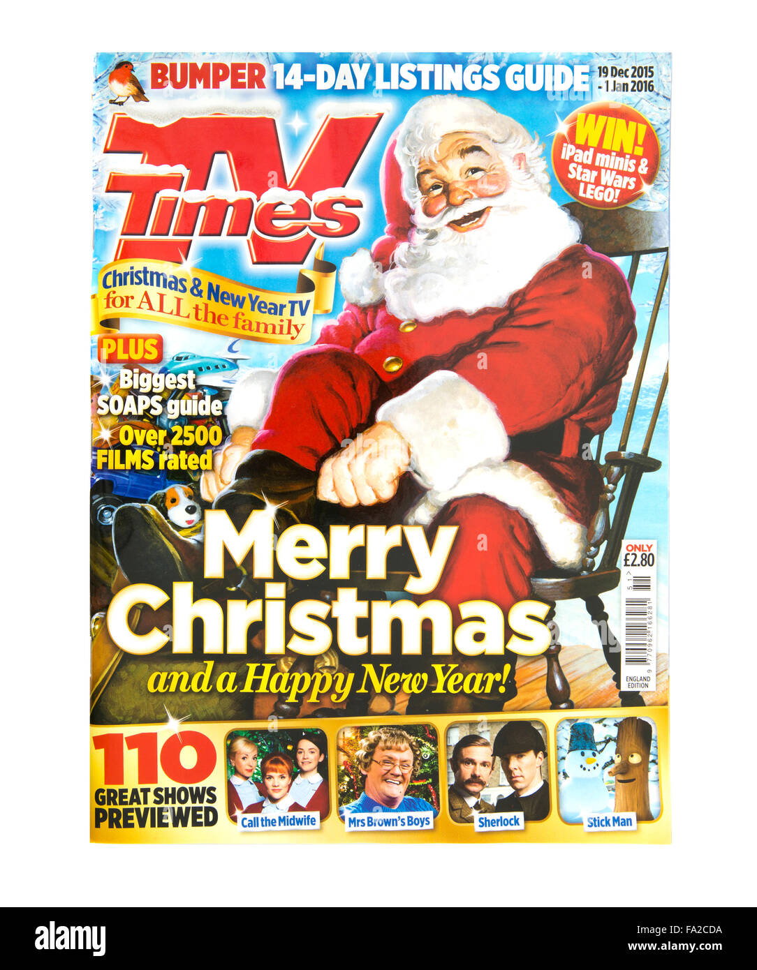 2015 Christmas issue of the TV Times television TV listings magazine Stock Photo