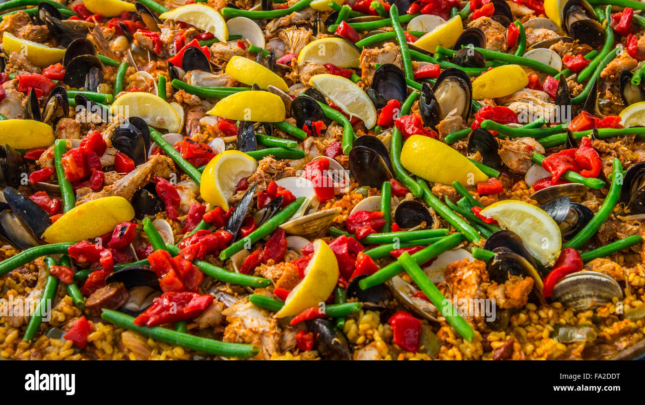 BASQUE MARKET, Close up of colorful "Paella" Spain's Most Famous Meal