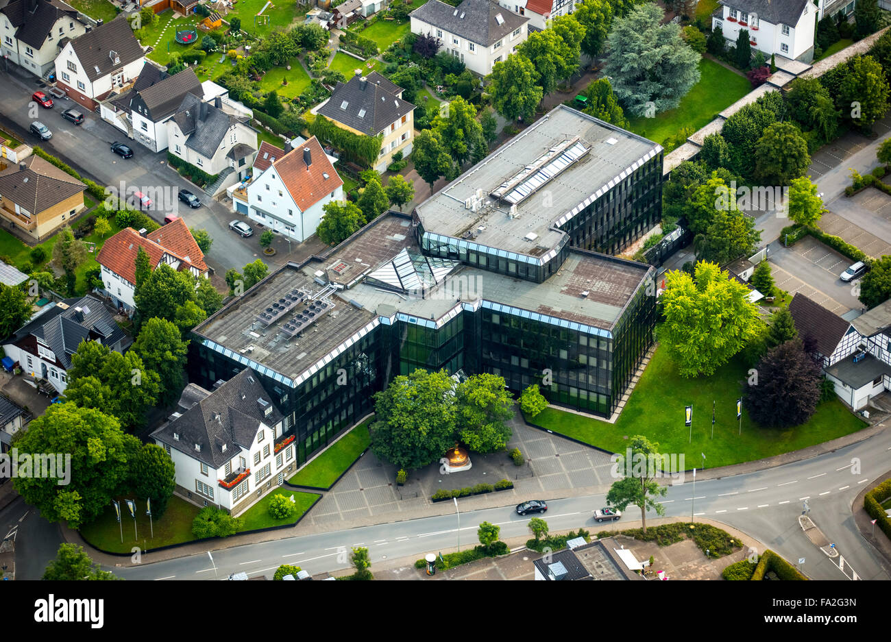 Aerial view, manage Warsteiner Brauerei, Warstein, Brewery, District of Soest, North Rhine Westphalia, Germany, Europe, Stock Photo