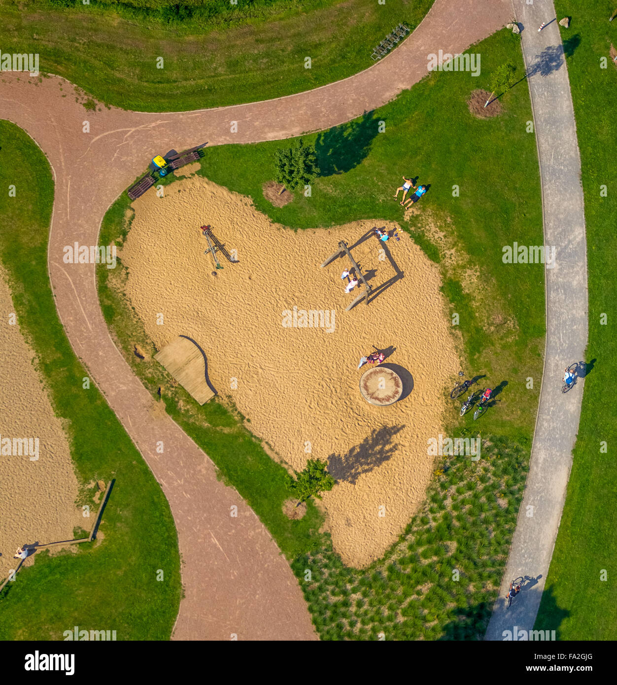 Aerial view, playground almost heartshaped, beach south beach, play