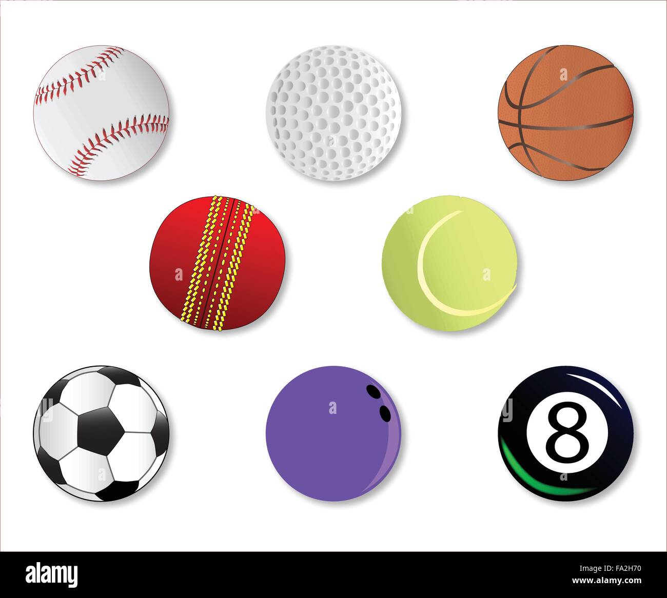 A collection of sports ball icons over a white background Stock Vector ...