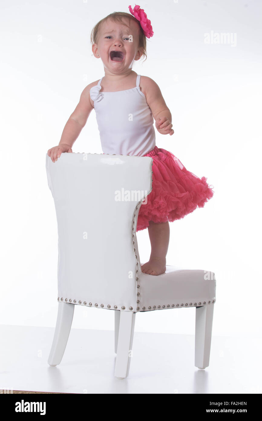 cute one year old girl having a temper tantrum Stock Photo Alamy