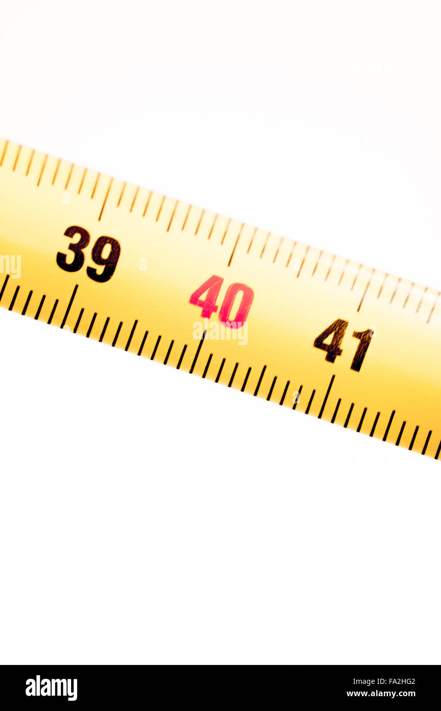 Measuring tape metal ruler showing measuement in centimeters (cm