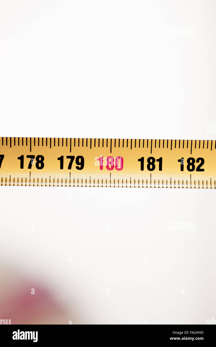 Measuring Tape Metal Ruler Showing Measuement In Centimeters Cm Numbers On Plain Background Stock Photo Alamy