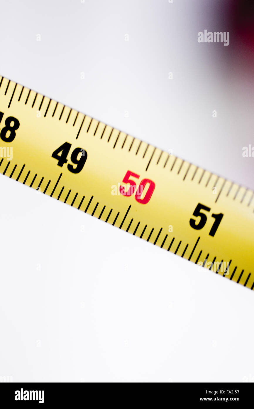 Measuring tape metal ruler showing measuement in centimeters (cm