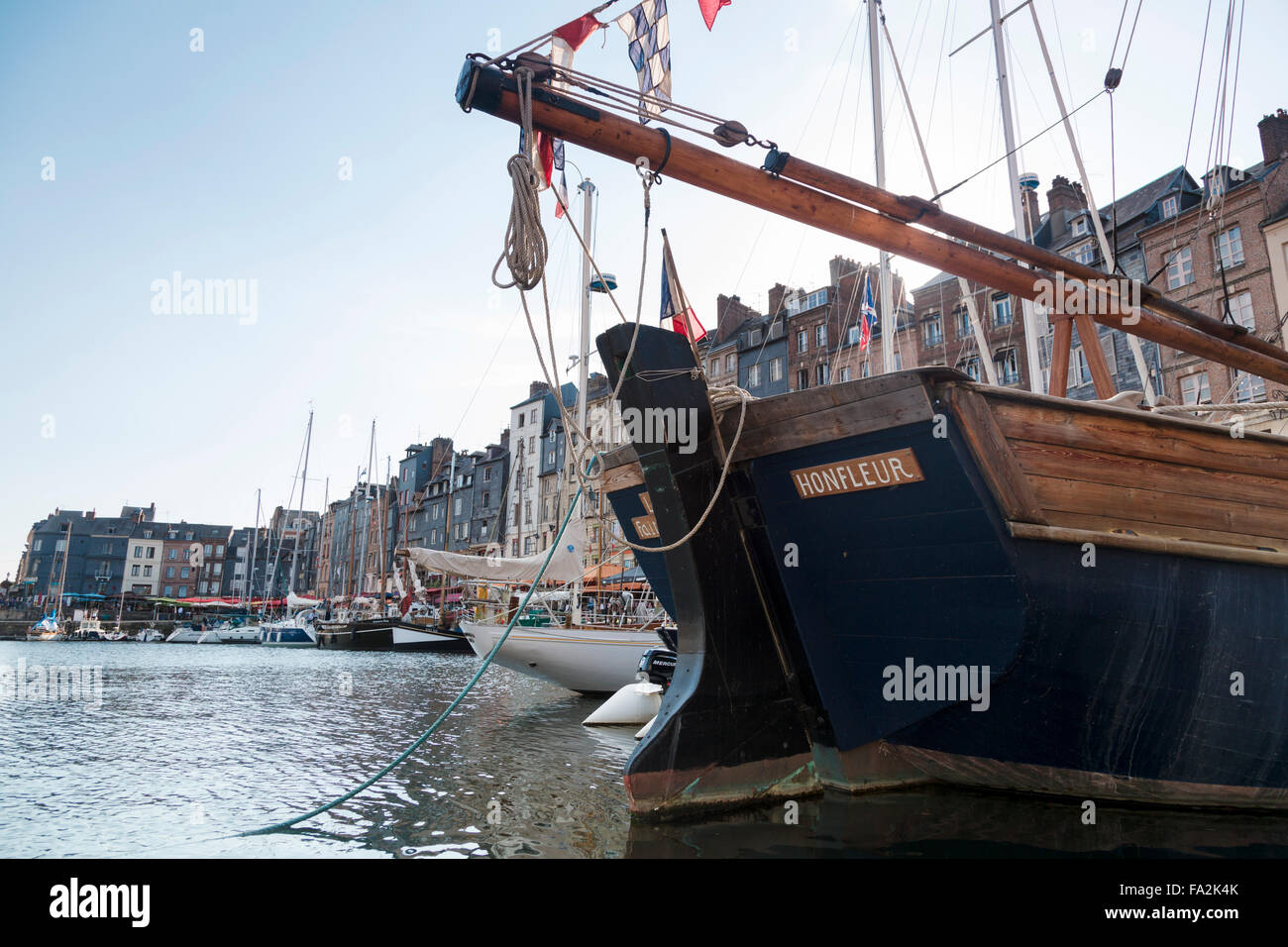 A boat named Honfleur in Honfleur Harbour Stock Photo Alamy