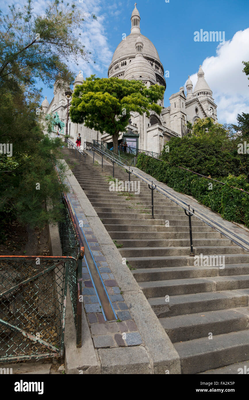 Stairs leading to SacréCœur cathedral Sacred Heart of Paris Stock Photo Alamy