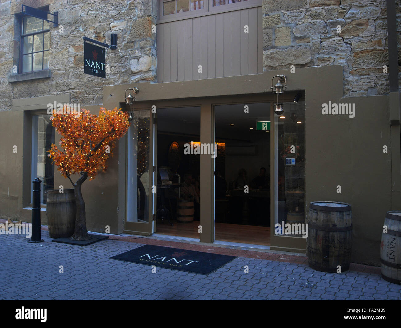 Nant Whiskey distillery bar in Salamanca Place, Hobart, Tasmania. No PR