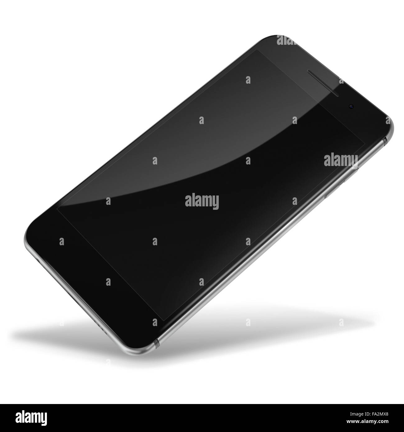 Mobile smart phone with black screen isolated on white background ...