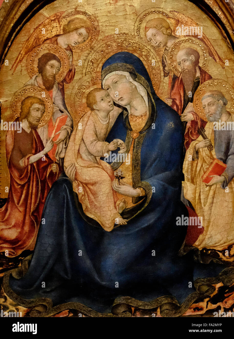Madonna and Child with Saints - Sano di Pietro - 1400s Stock Photo