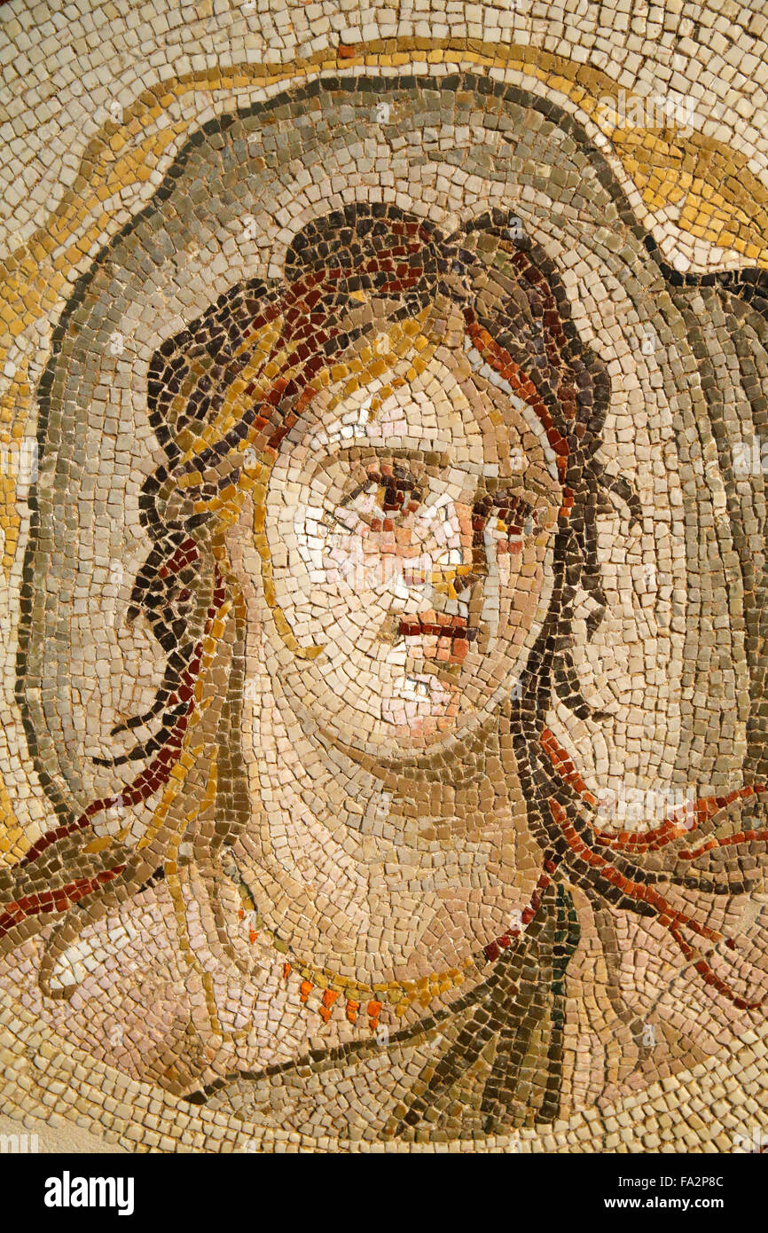 Roman mosaic. Feminine persona. Beginning of the 3rd century. Louvre museum. Stock Photo