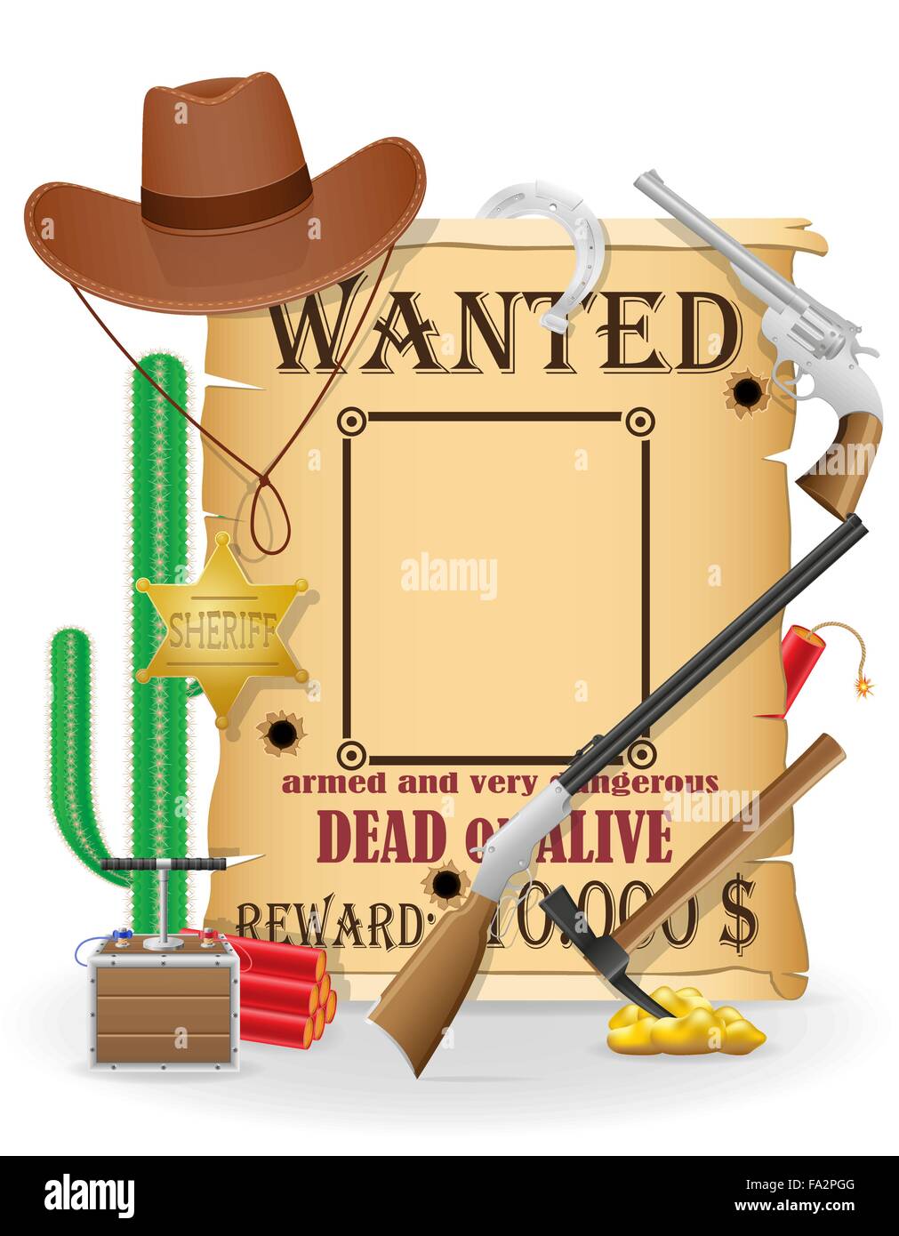 cowboy wild west concept icons vector illustration isolated on white background Stock Vector