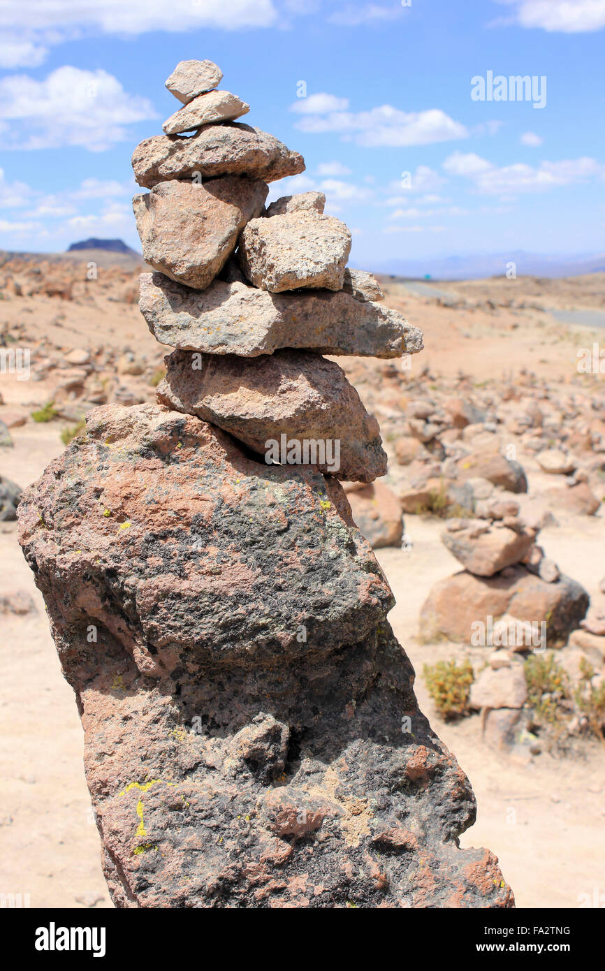 Cairn Resembling A Face In Profile, Peru Stock Photo