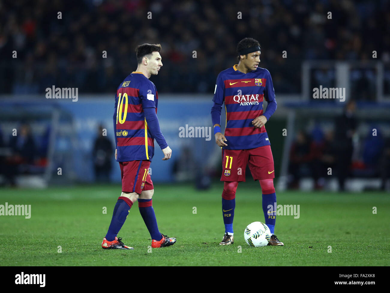 Kanagawa, Japan. 20th Dec, 2015. Lionel Messi (Barcelona) Football/Soccer : Lionel  Messi of Barcelona celebrates after winning the FIFA Club World Cup Japan  2015 Final match between River Plate 0-3 FC Barcelona