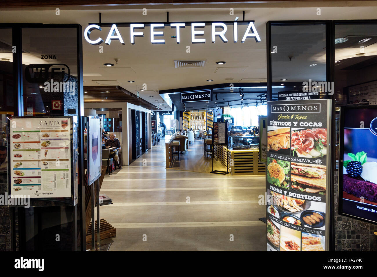 Madrid Spain,Hispanic Moncloa-Aravaca,Calle de la Princesa,El Corte Ingles,department  store,Cafeteria,restaurant restaurants food dining cafe cafes,fr Stock  Photo - Alamy