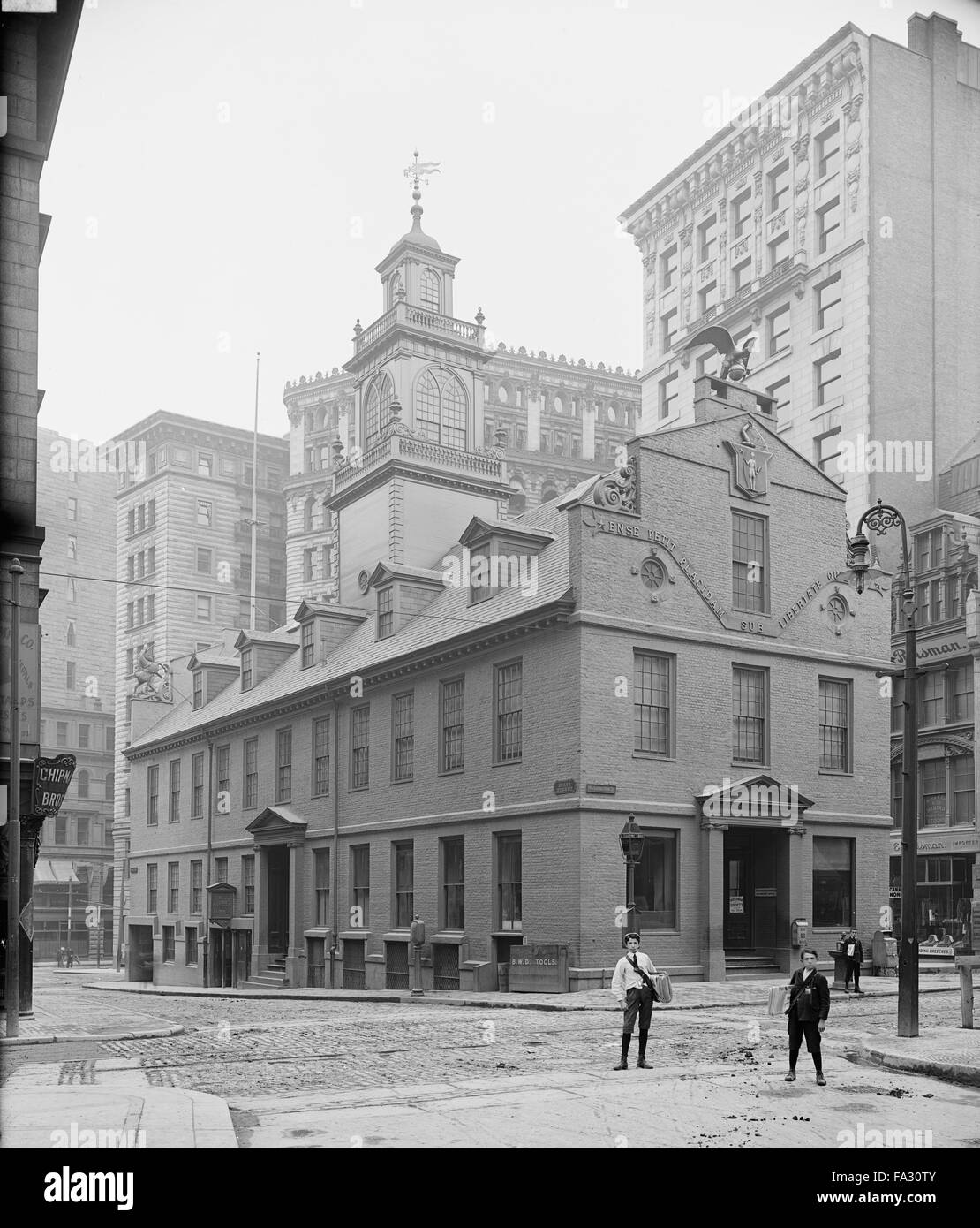 Old State House from Washington St., Boston, Massachusetts, USA, circa 1905 Stock Photo