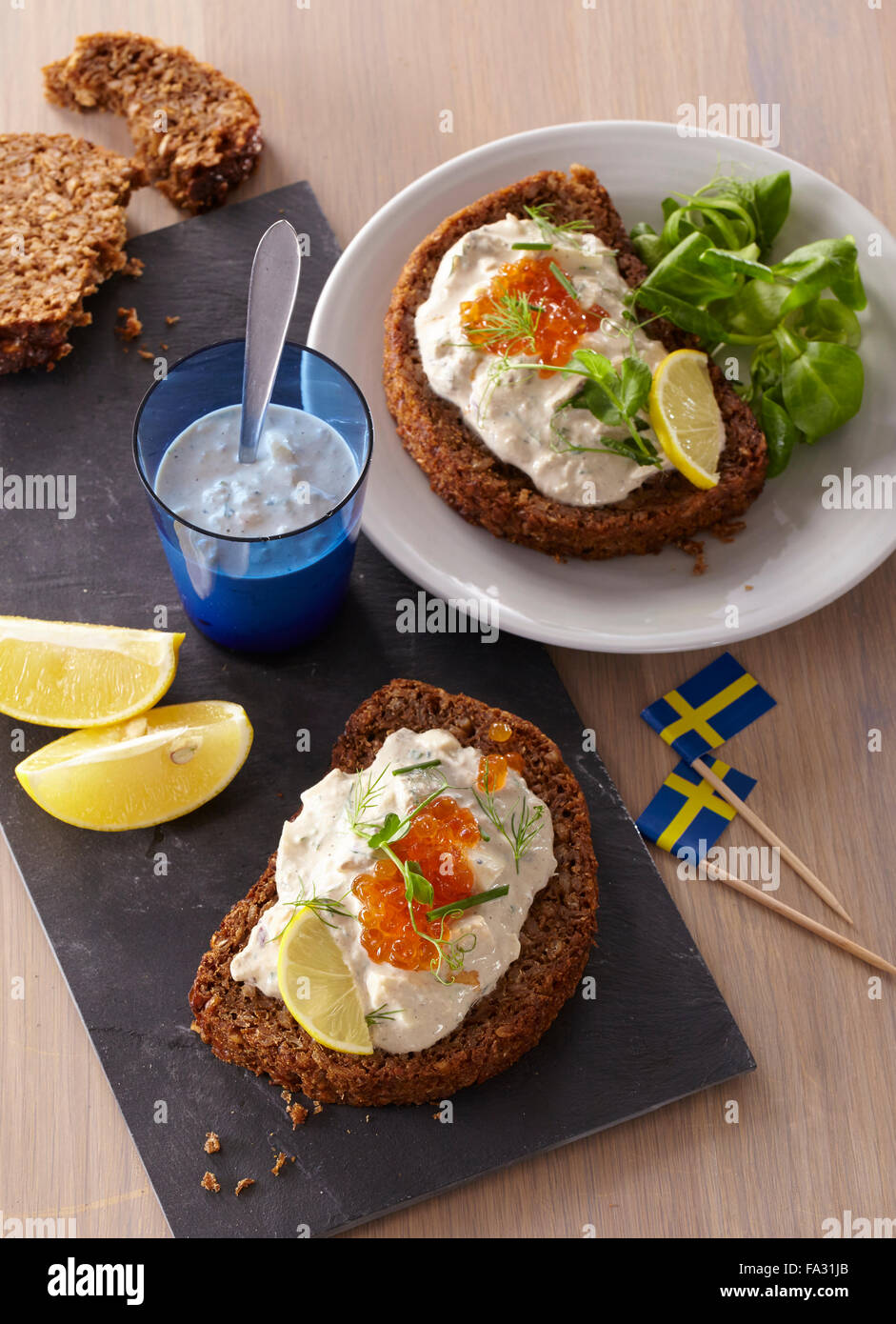 Swedish fish salad with eggs Stock Photo Alamy