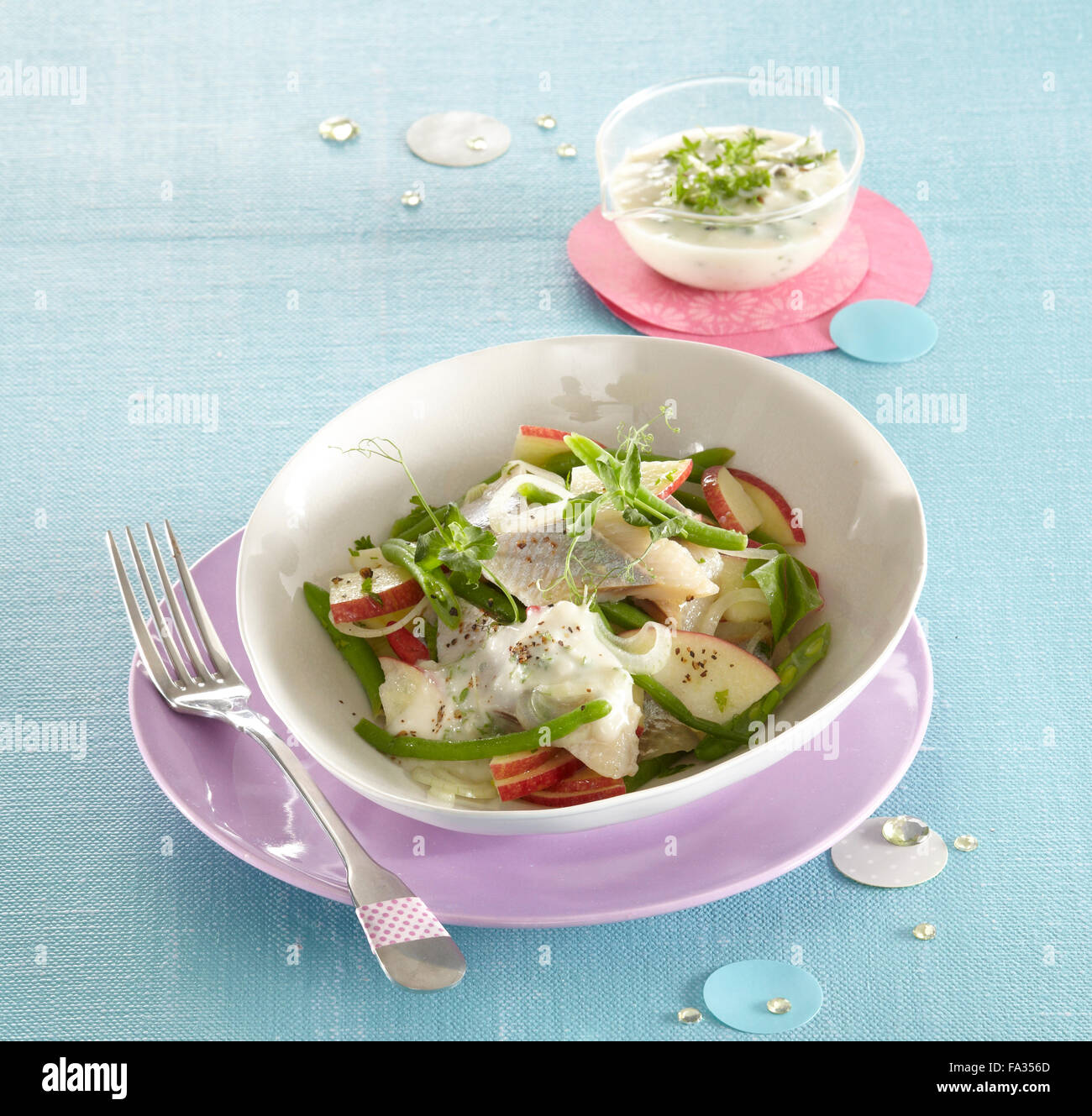 Piquant matjes herring salad Stock Photo Alamy