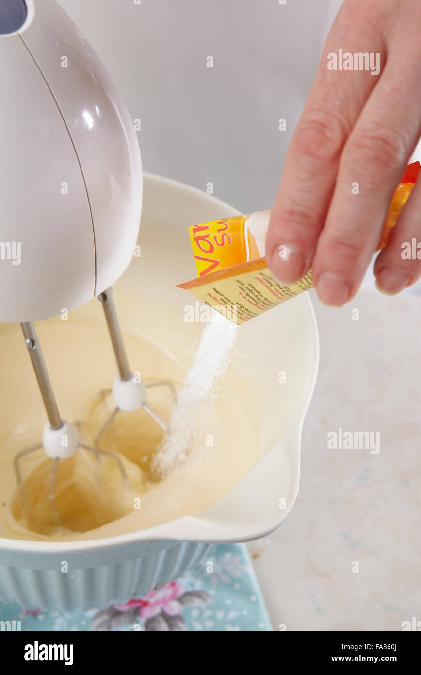 Poppy seed cake with apricots + steps Stock Photo Alamy