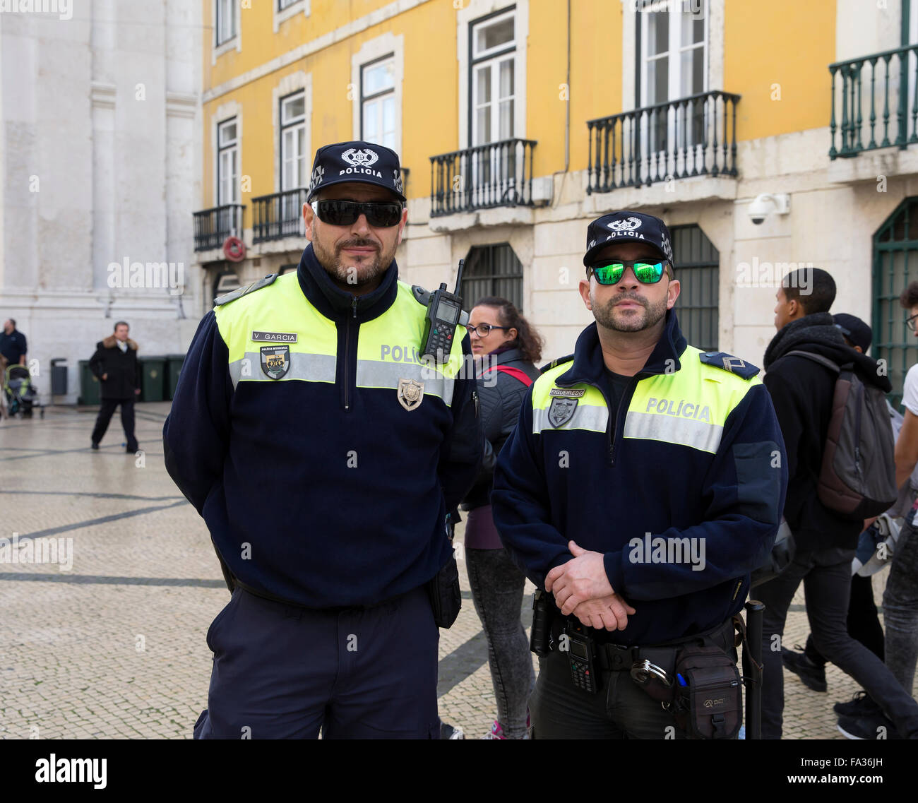 Police officers on duty in Lisbon City Centre Portugal Stock Photo Alamy