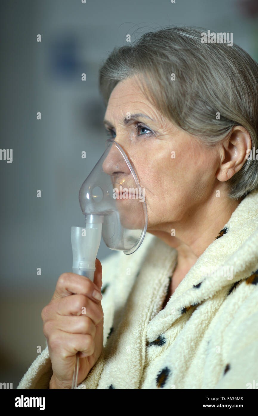 old woman feel unwell Stock Photo - Alamy