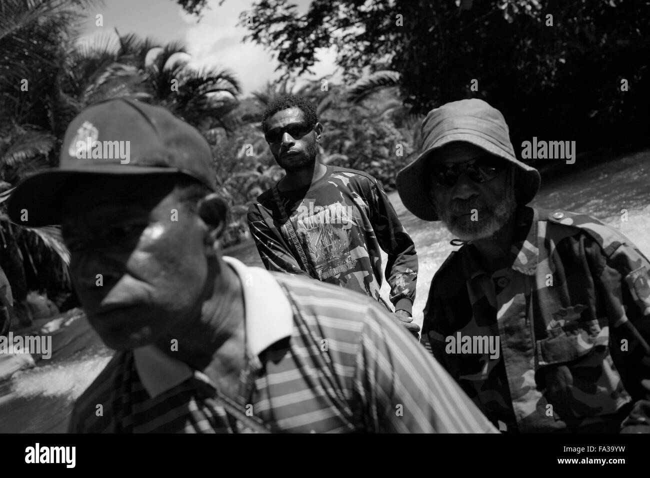May 29, 2015 - West Papua - OPM commanders crossing the river on the way to their headquarters deep inside the jungles of West Papua (Credit Image: © Rohan Radheya via ZUMA Wire) Stock Photo