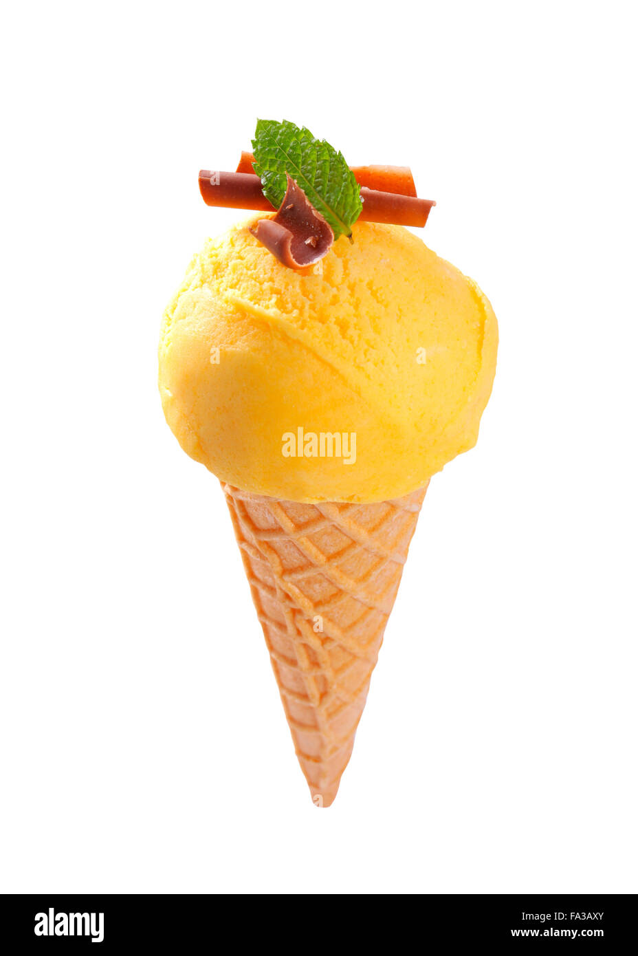 Yellow ice cream cone isolated on white Stock Photo Alamy