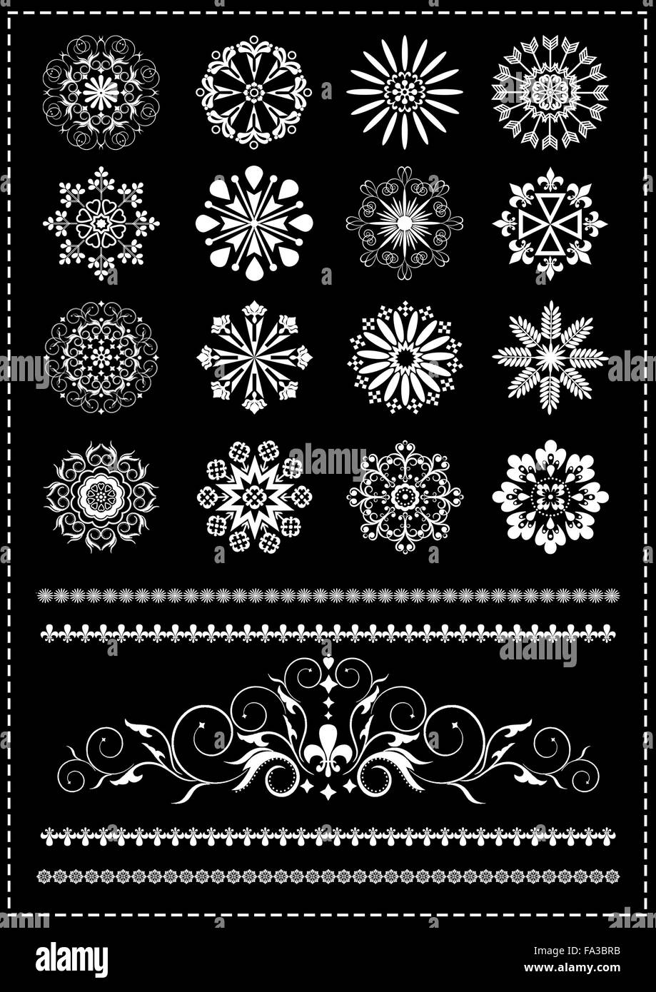 Collection white patterns and borders Stock Photo - Alamy