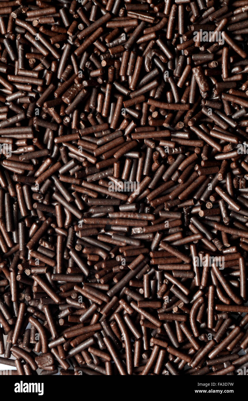 Dark chocolate Chocolate sprinkles photographed from above Stock Photo