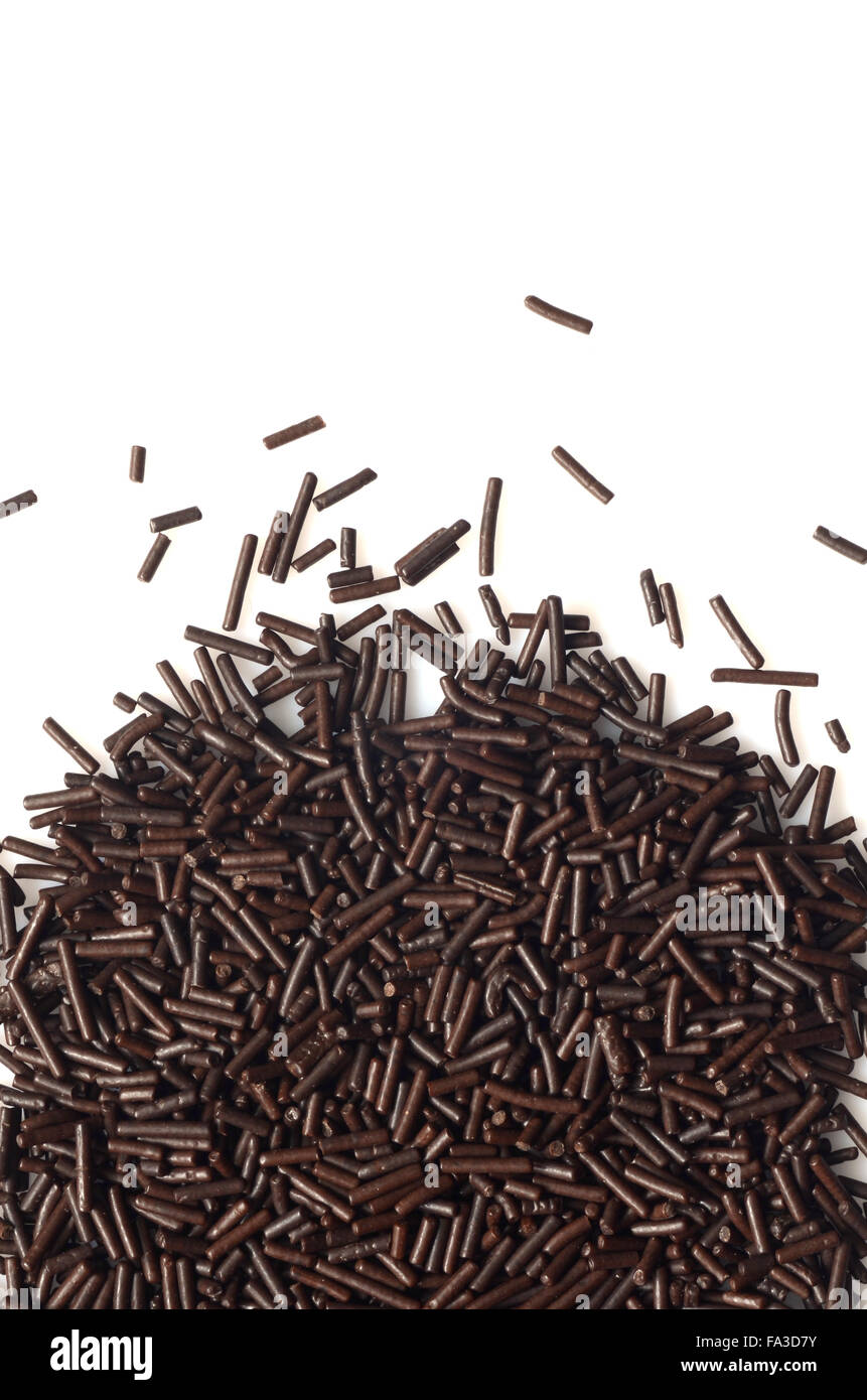 Dark chocolate Chocolate sprinkles photographed from above Stock Photo