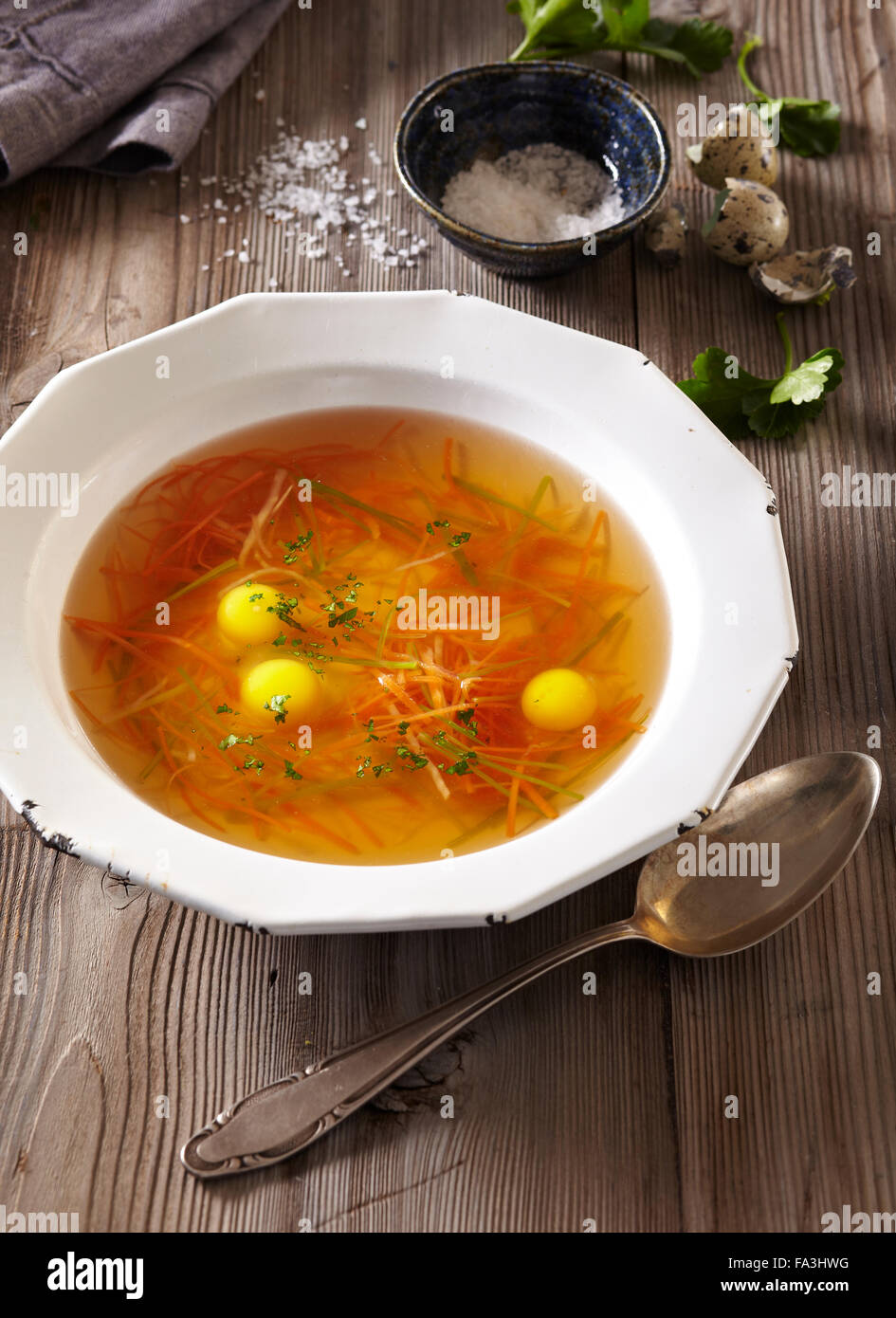 Consommé (beef broth Stock Photo Alamy