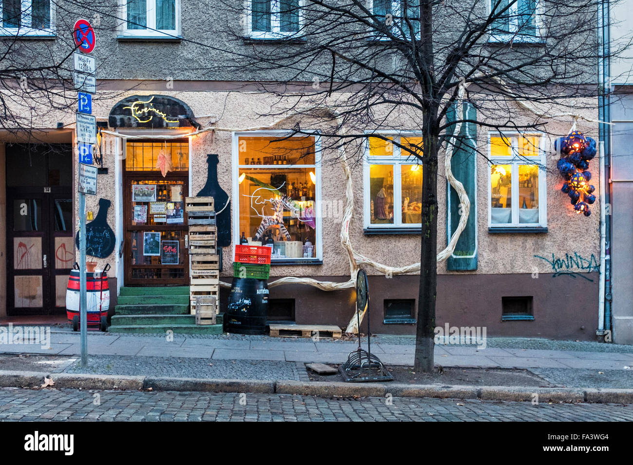 A La Weinerei wine shop exterior, Berlin Stock Photo Alamy